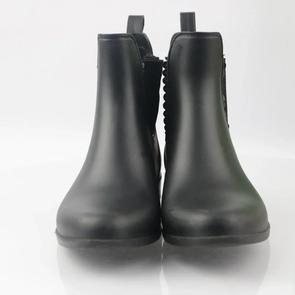 Jack Rogers Womens Sallie‎ Rain Boot Size 8 Black Rubber Pull On Chelsea Bootie